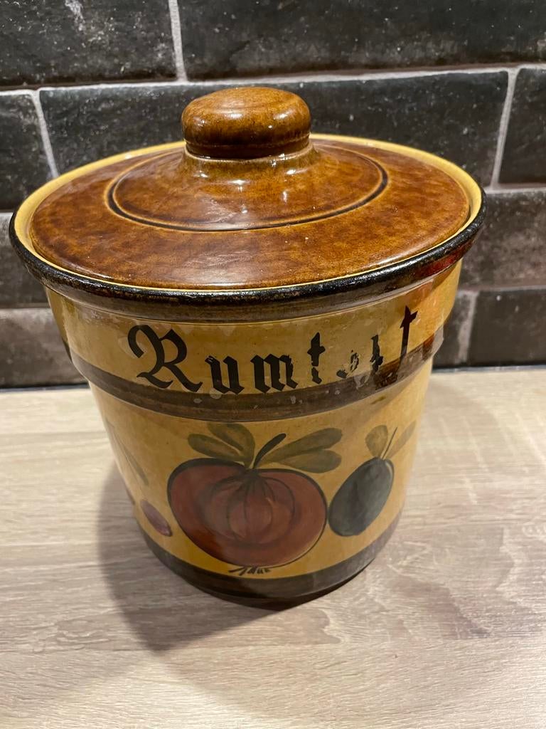 Vintage Rumtopf pot - Aardewerk met fruitdecoratie, Ophalen of Verzenden