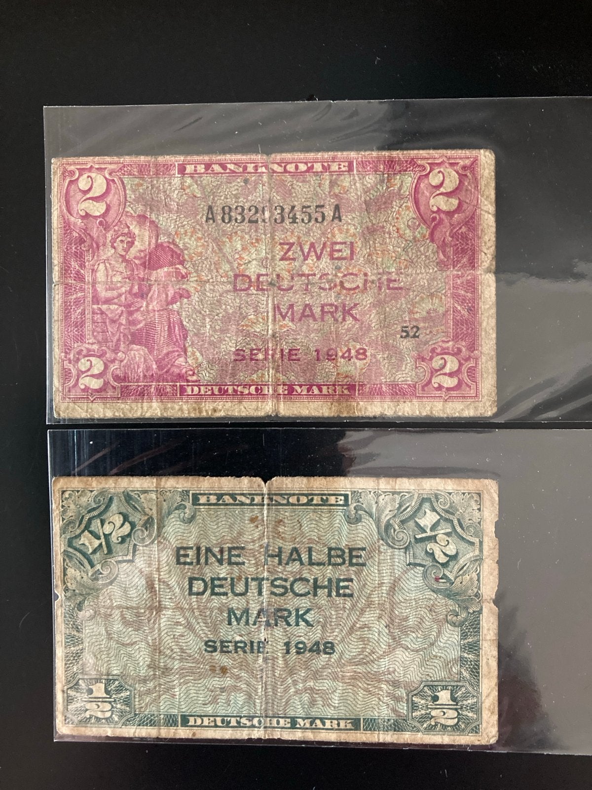 Duitse Mark biljetten - Serie 1948 (2 Mark & 1/2 Mark), Ophalen of Verzenden, Duitsland, Setje
