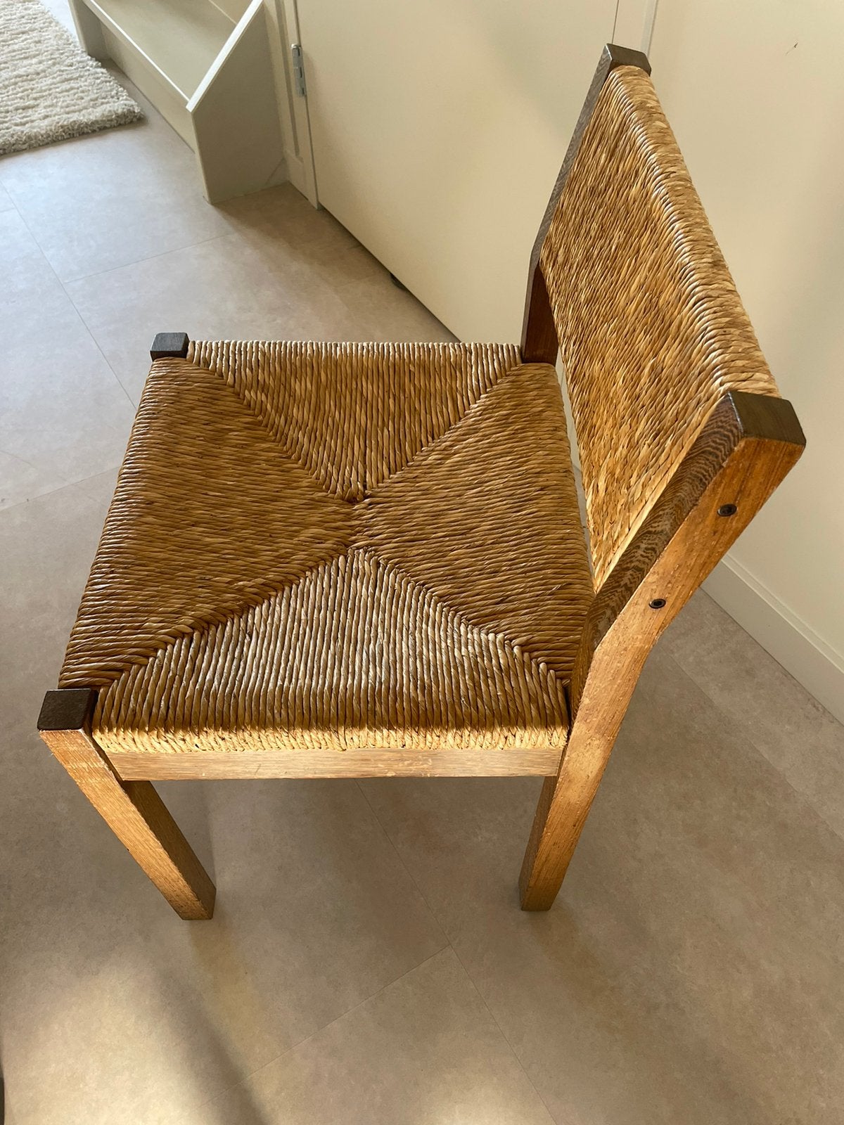 2 houten stoelen met riet, Huis en Inrichting, Ophalen, Gebruikt, Twee, Bruin