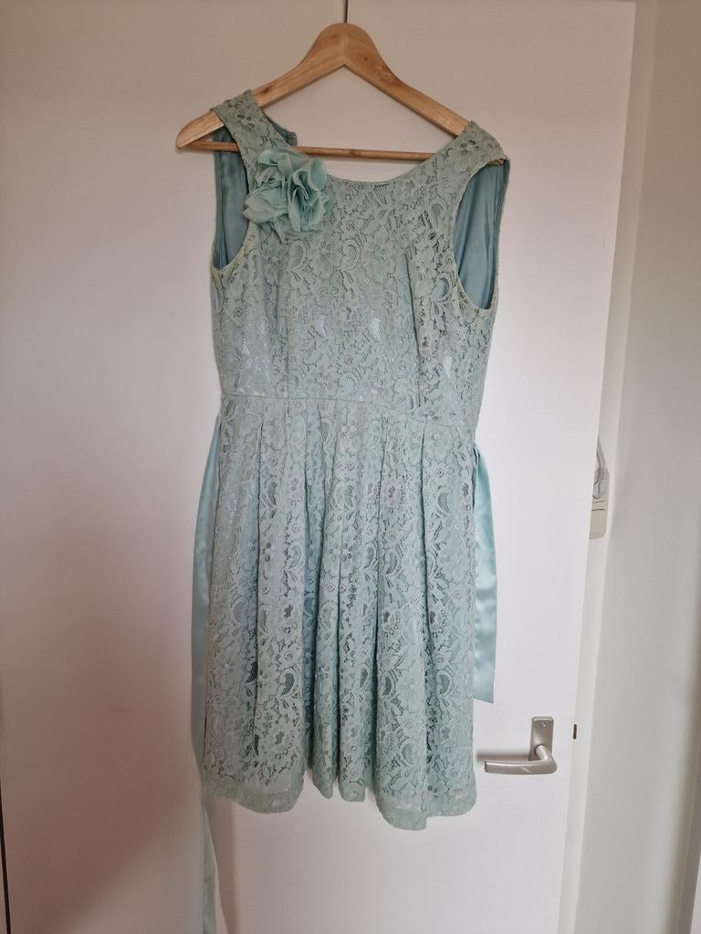 Fever London jurk 38 S small mint groen bloem, Fever London, Ophalen of Verzenden, Zo goed als nieuw, Maat 36 (S)