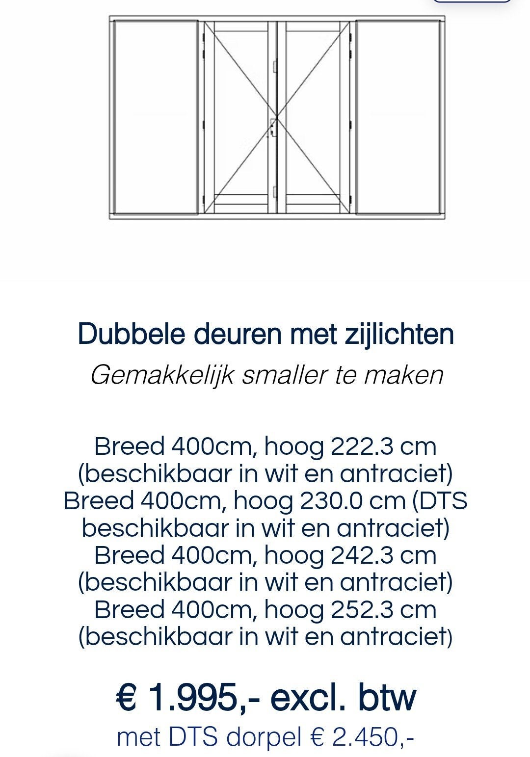 Kozijn met dubbele tuindeuren en zijlichten, Ophalen, Nieuw, Buitendeur, Hout