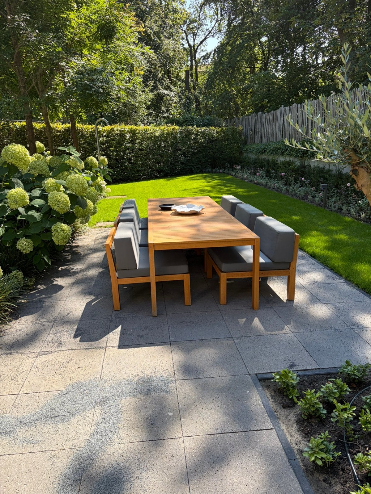 Tuintafel 3.00 mtr & 8 stoelen, Ophalen, Zo goed als nieuw, Hout