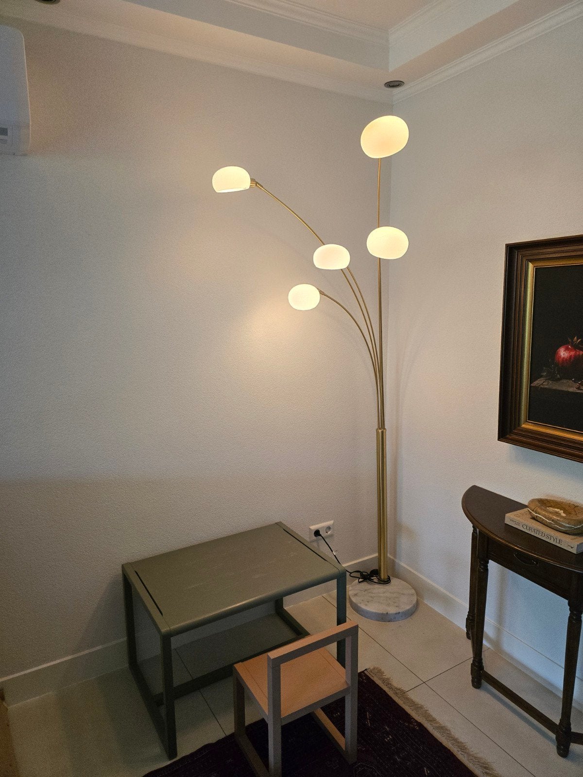 Qazqa Vloerlamp Marmer Goud  incl lichtbron vloer lamp staan, Ophalen, 150 tot 200 cm