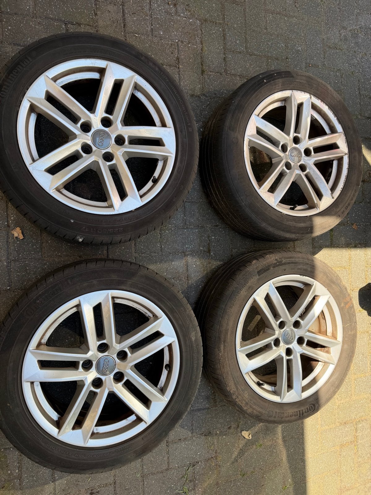 Audi OEM velgen met Continental zomer 6mm 5x112,66,5 mm naaf, Ophalen, Gebruikt, Banden en Velgen, 17 inch
