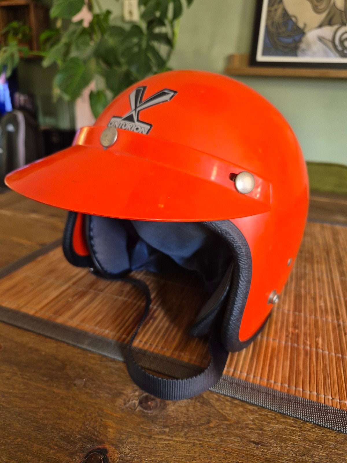 Vintage oranje brommer helm maat M, Ophalen of Verzenden, Gebruikt