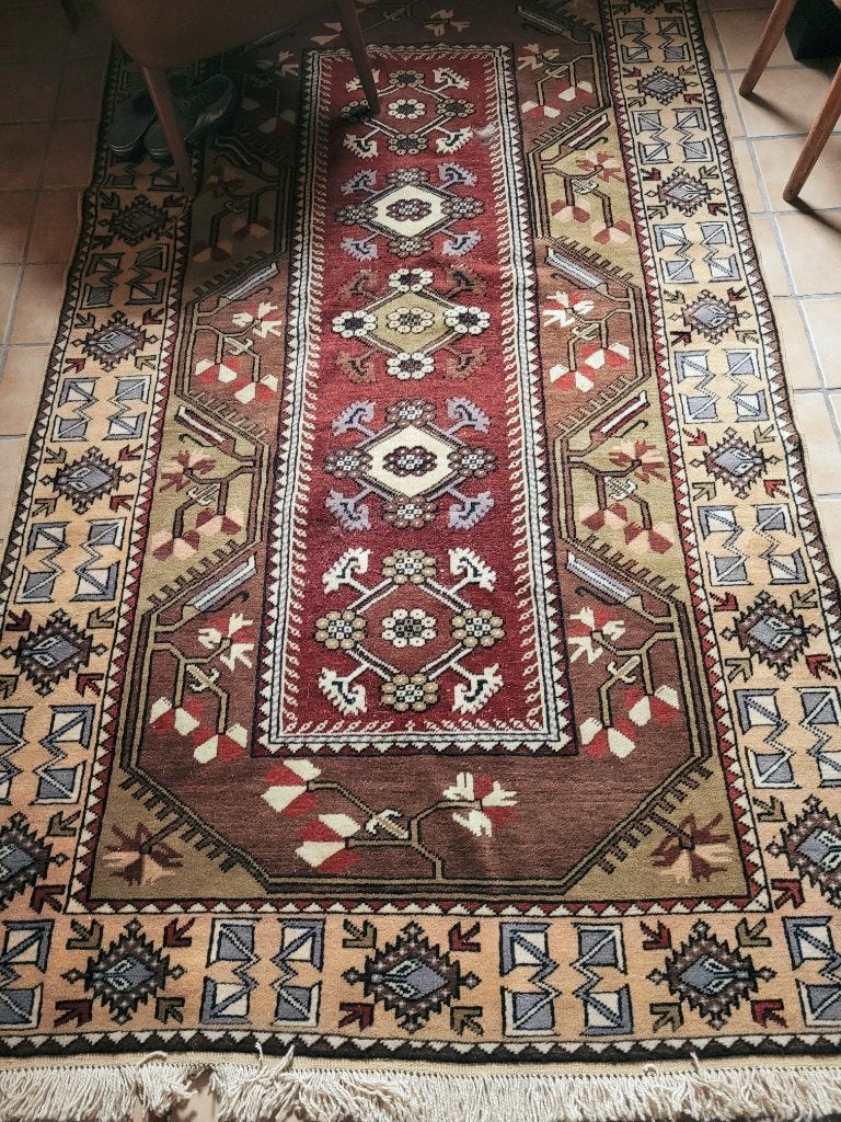 Handgeknoopt Oosters VLOERKLEED / Kleed / Pers Kars Kazak, Gebruikt, 100 tot 150 cm, 200 cm of meer, Ophalen of Verzenden