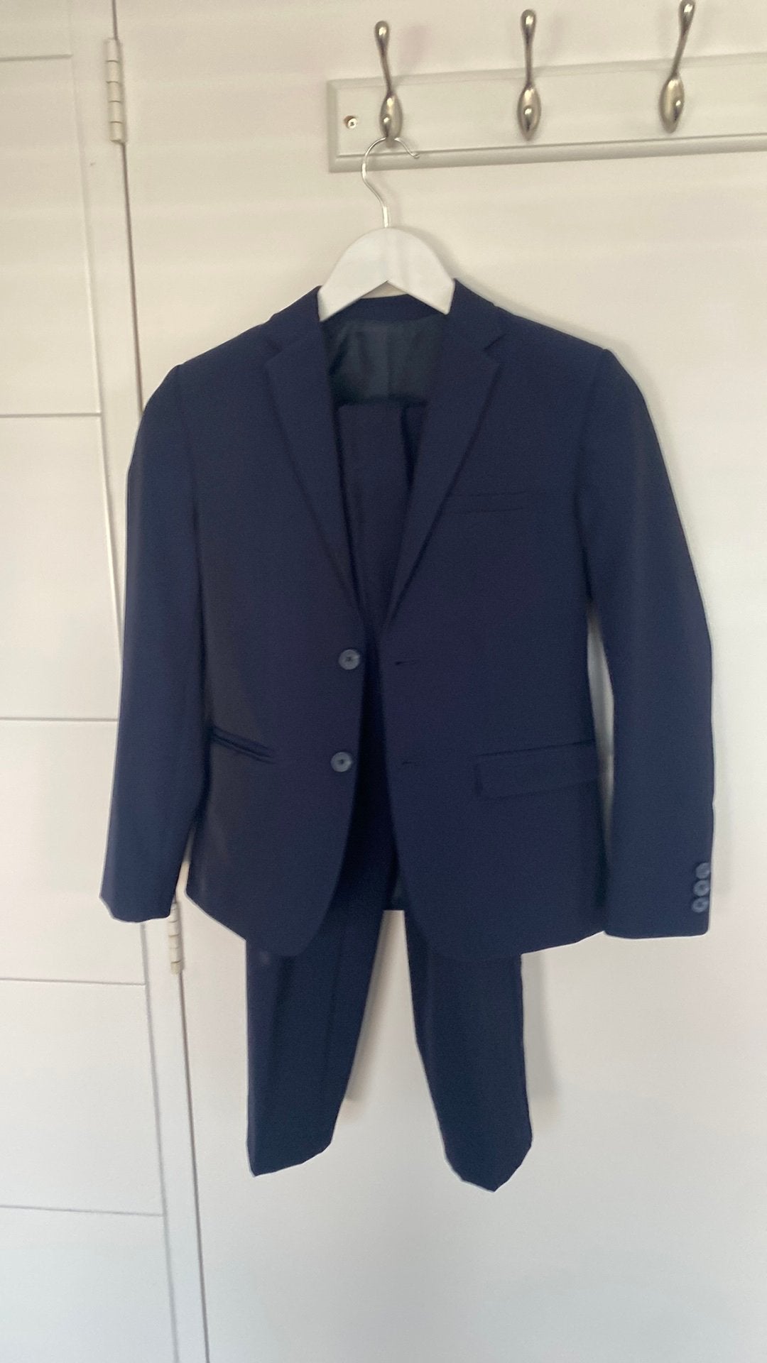 Donkerblauw gala pak jongen maat 146-152, Ophalen of Verzenden, Zo goed als nieuw, Maat 46 (S) of kleiner, Blauw