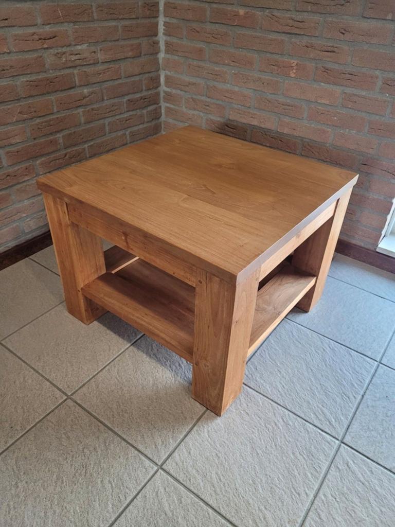 Salontafel teak 60x60cm, Ophalen, Rechthoekig, 100 tot 150 cm, 50 tot 100 cm
