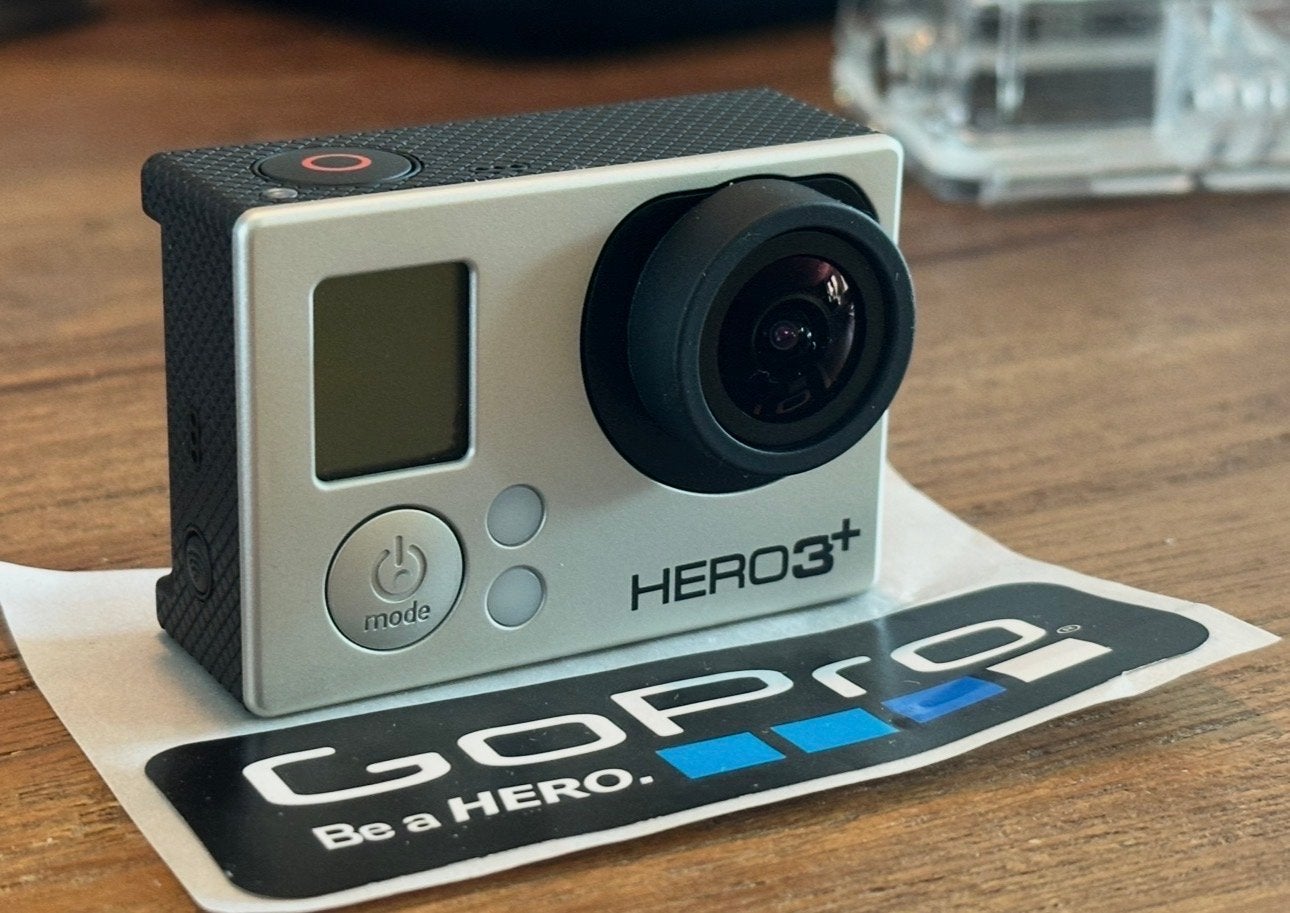 GoPro Hero 3+ met accessoires, beschermende case en accu's, Ophalen, Gebruikt, GoPro