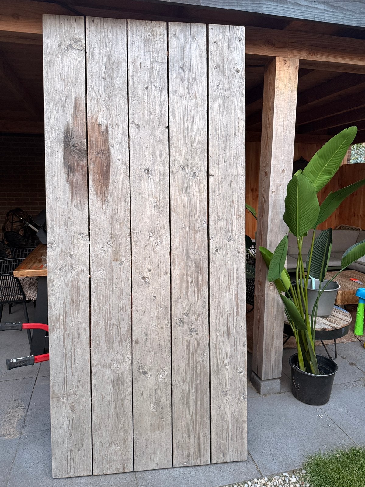 Steigerhouten tafelblad 220 x 100 cm, Ophalen, Gebruikt, Rechthoekig, Hout