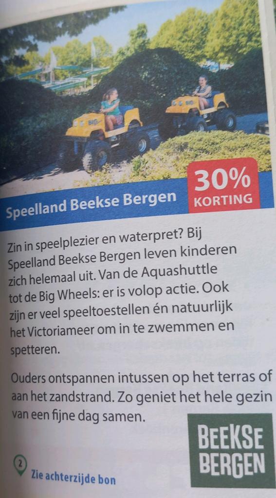 Speelland beekse bergen 30% korting 5 personen max, Tickets en Kaartjes, Drie personen of meer, Kortingskaart