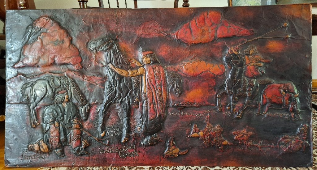 ANTIEK METALEN SCHILDERIJ PERU - 1960 - 1970, Ophalen, Gebruikt, 50 tot 75 cm, Schilderij