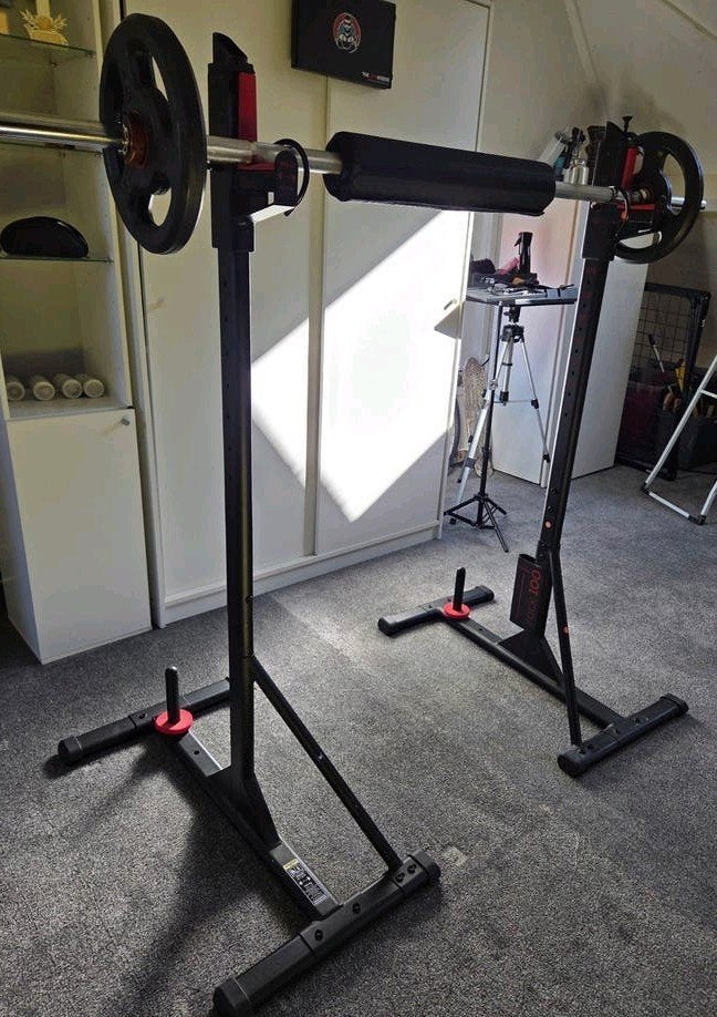 Domyos Rack 100 Squatrek met halterstang en gewichten, Ophalen, Gebruikt, Benen, Overige typen