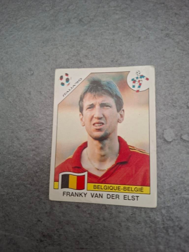 Panini sticker WK 90 Italia. Franky van der Elst België., Verzenden, Gebruikt, Sticker
