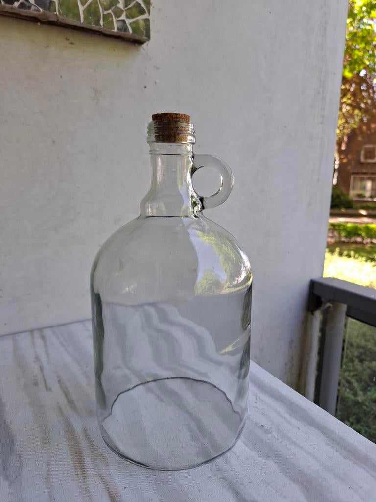 Glazen fles / stolp met kurk . Zonder voet., Ophalen of Verzenden