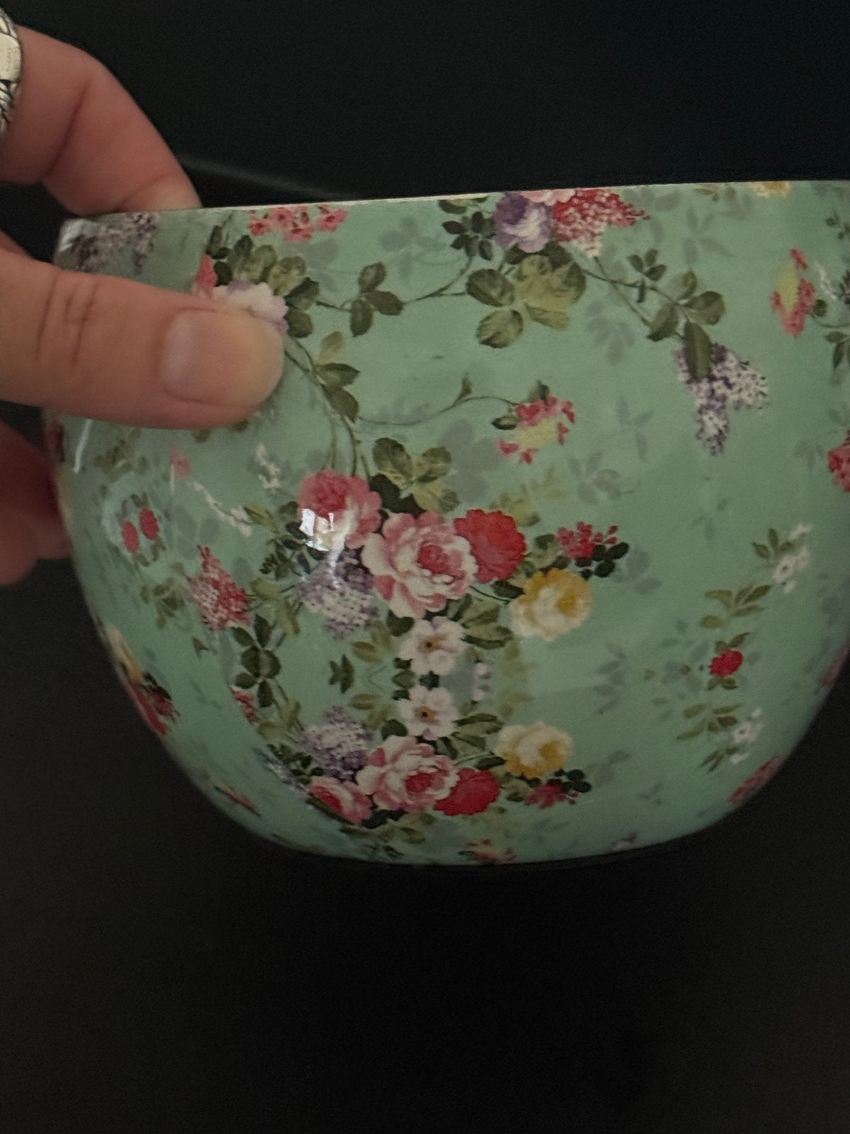 Decoratieve bloempot met bloemenprint, Overige materialen, Gebruikt, Overige kleuren, Ophalen of Verzenden