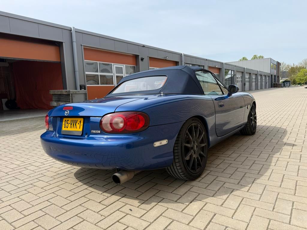 Mazda MX-5 1.8 I 1999 Blauw 10th annivers. met compr. 211 pk, Auto's, Achterwielaandrijving, 40 €/maand, 4 cilinders, Cabriolet