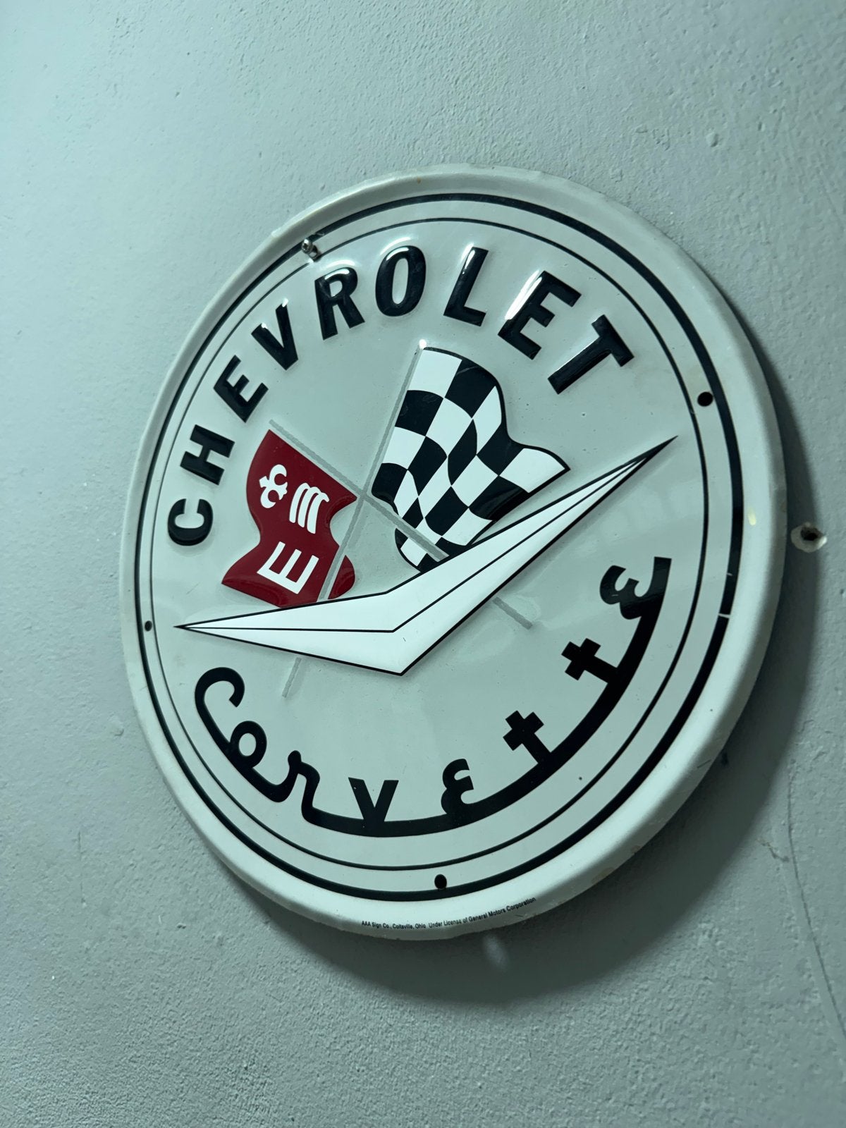 Vintage Chevrolet Corvette Reclamebord, Ophalen of Verzenden, Gebruikt, Auto's