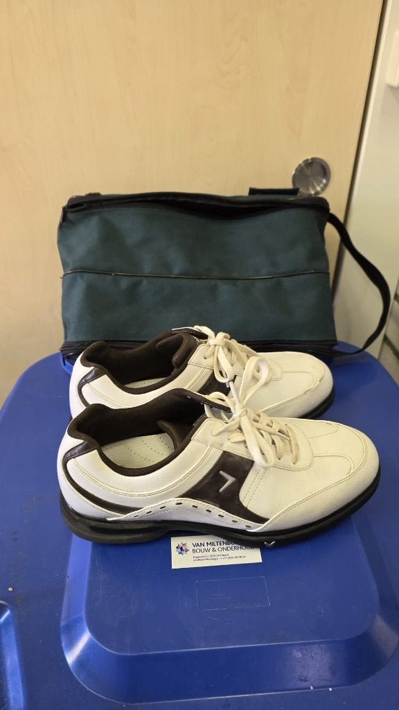 Golfschoenen maat 43 – wit/zwart – inclusief schoenentas, Ophalen of Verzenden, Gebruikt, Schoenen