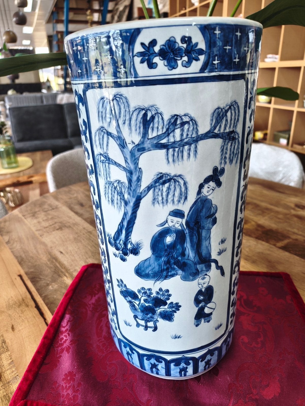 Grote Chinees Porseleinen Vloervaas – Blauw-Wit Decor, Ophalen of Verzenden