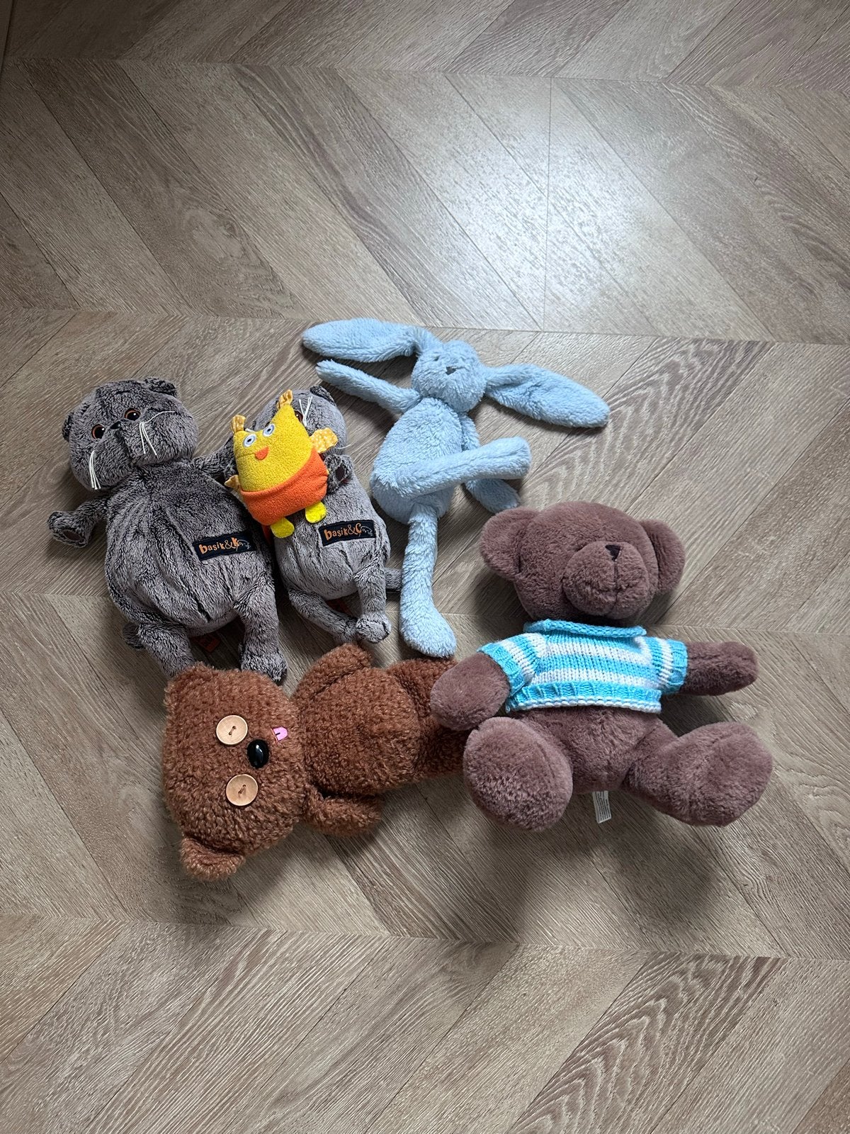 Diverse knuffels: Kat, konijn, beren en meer, Gebruikt, Overige merken, Overige karakters, Grijs