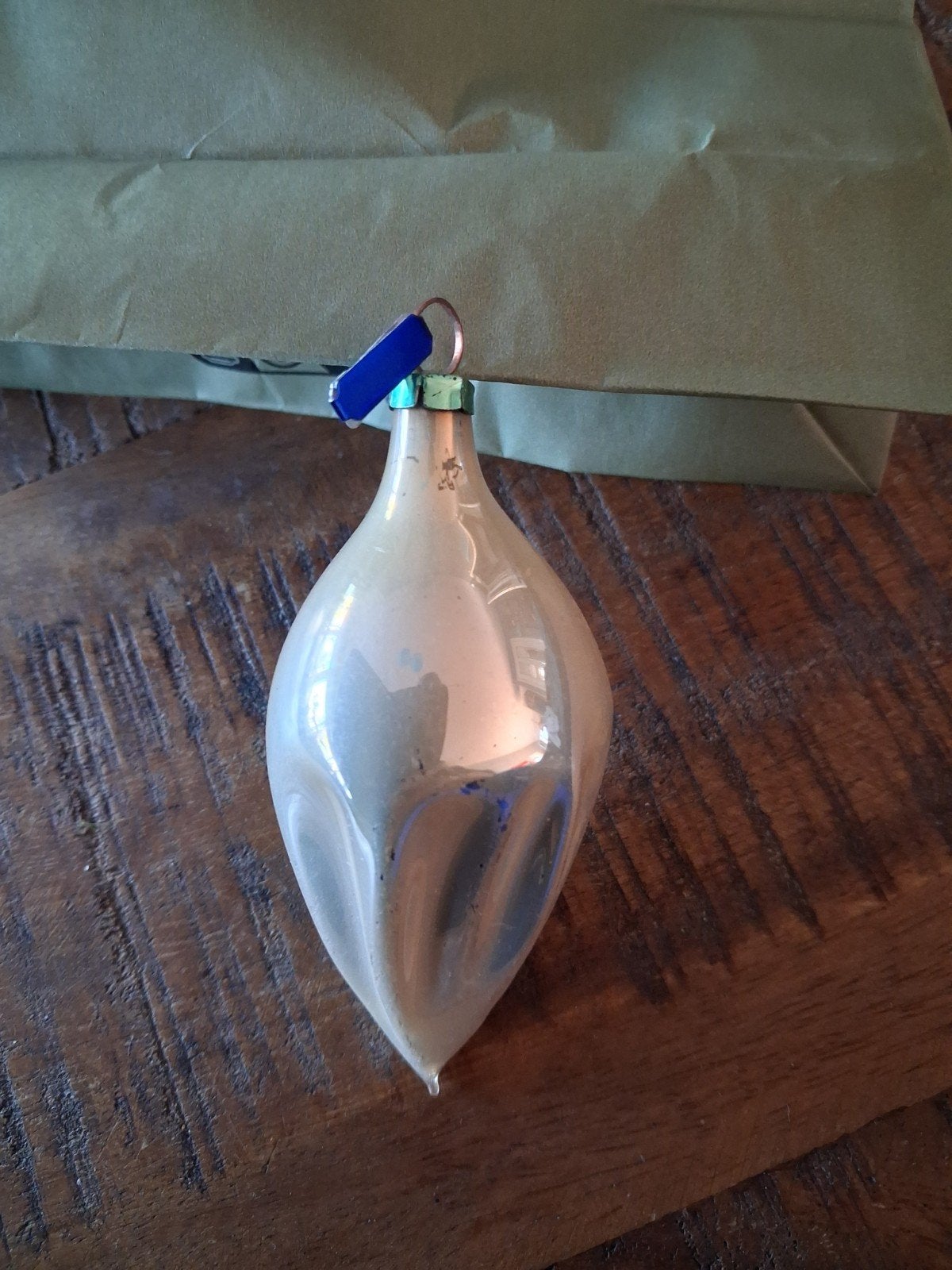 oude kerstbal van glas..pegel aparte vorm, Diversen, Ophalen of Verzenden, Zo goed als nieuw