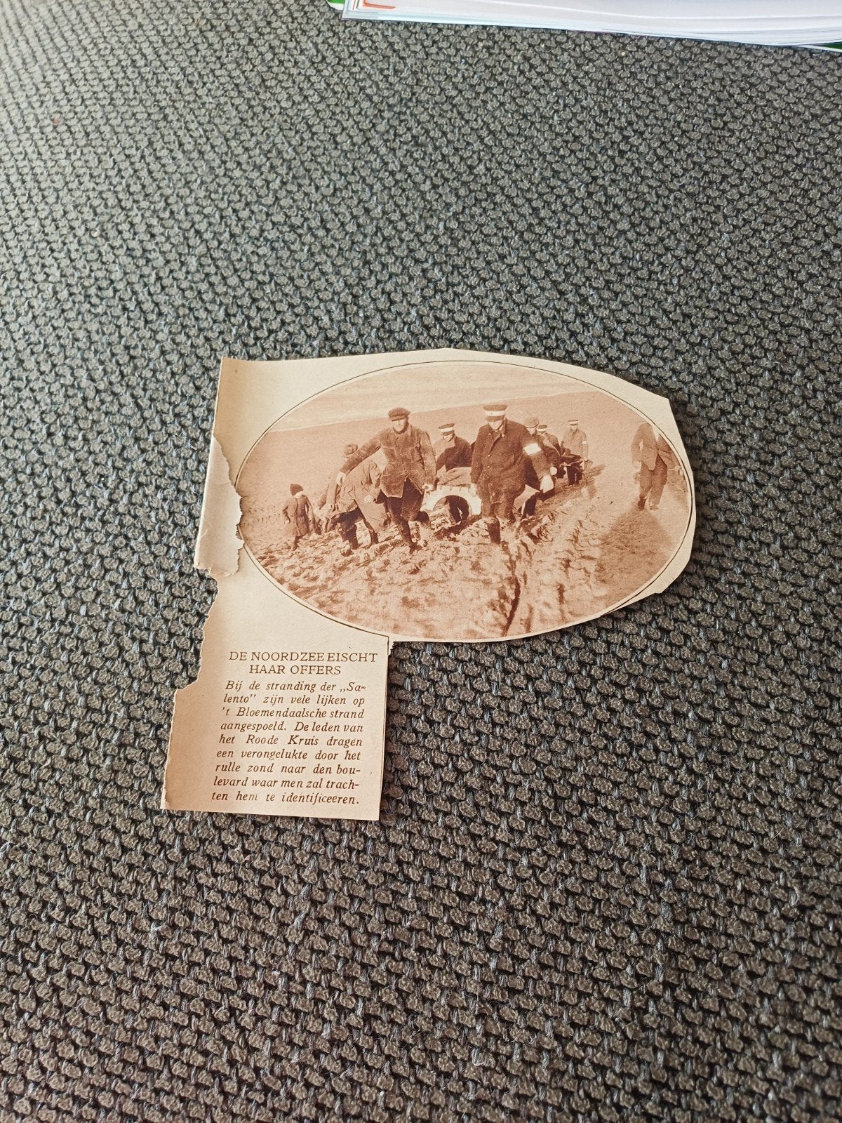 knipsel stranding Salento Bloemendaal 1928, Ophalen of Verzenden, 1920 tot 1940, Knipsel(s)