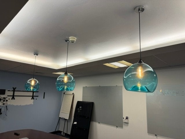 SET - Design Hanglampen / lampen, 1 set, Ophalen of Verzenden, Zo goed als nieuw, Glas, Minder dan 50 cm