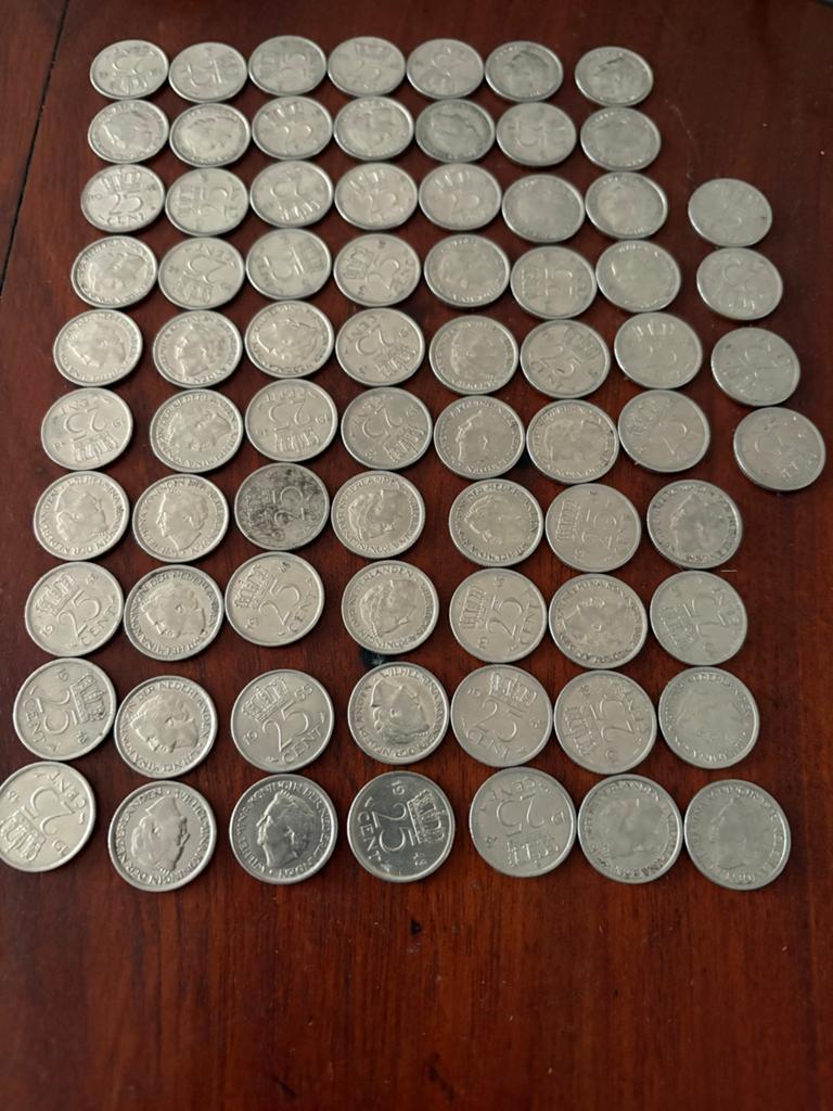 74 Kwartjes 1948 Koningin Wilhelmina, Ophalen of Verzenden, Koningin Wilhelmina, 25 cent, Losse munt