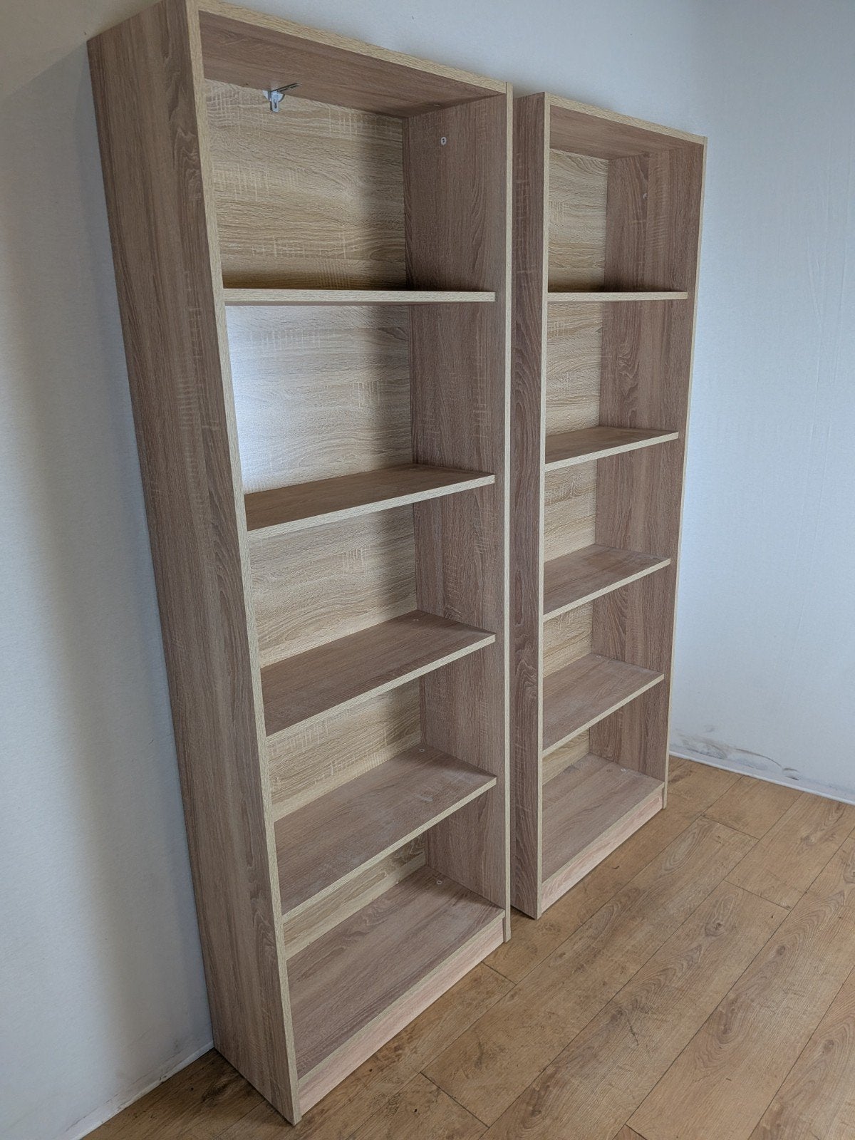 2x JYSK Boekenkast Licht Eiken – 197 x 70 cm – Set, Met plank(en), 200 cm of meer, Zo goed als nieuw, Onbekend