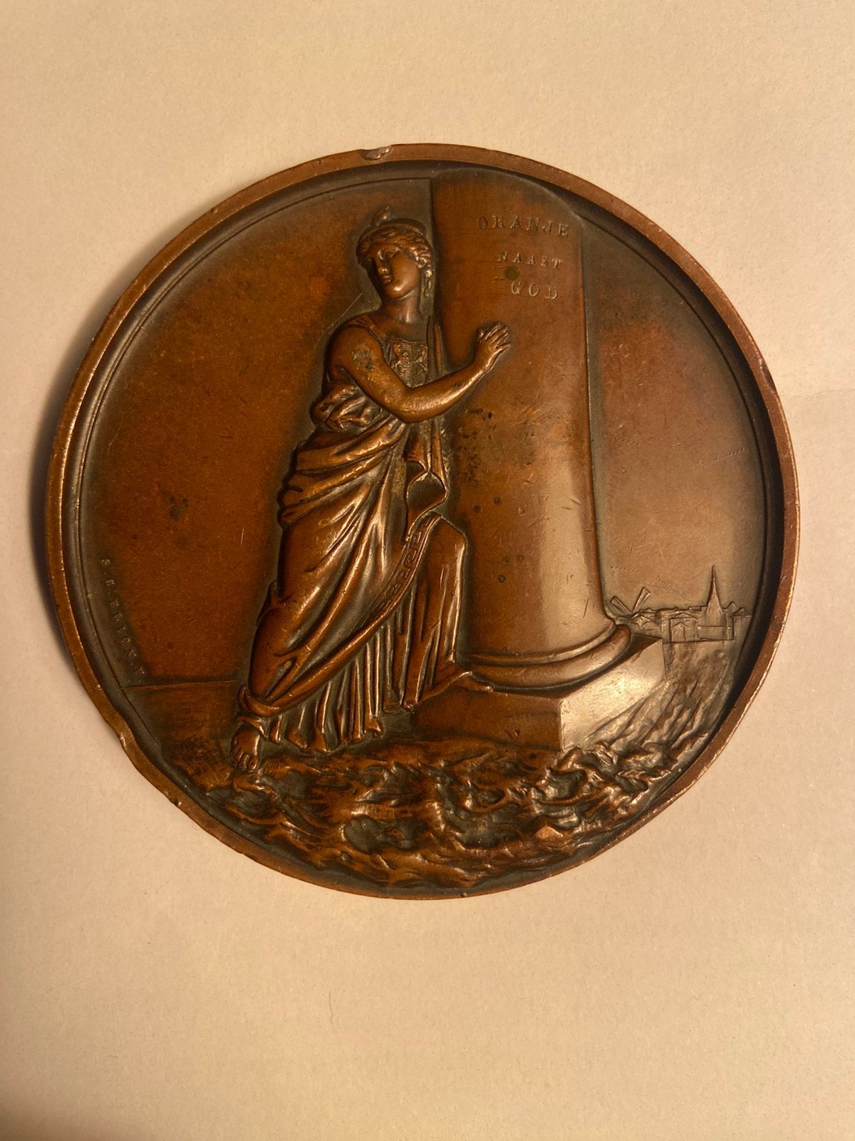 Grote 1861 Willem 3 penning watersnoodramp gelderland 1861, Ophalen of Verzenden, Brons, Nederland