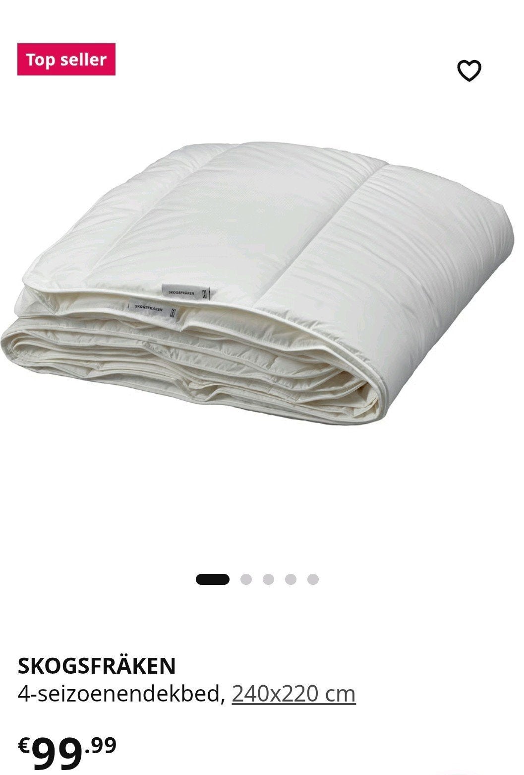 Ikea 4-seizoenen dekbed 240x220 Nieuw, Wit, Ophalen of Verzenden, Deken of Dekbed, IKEA