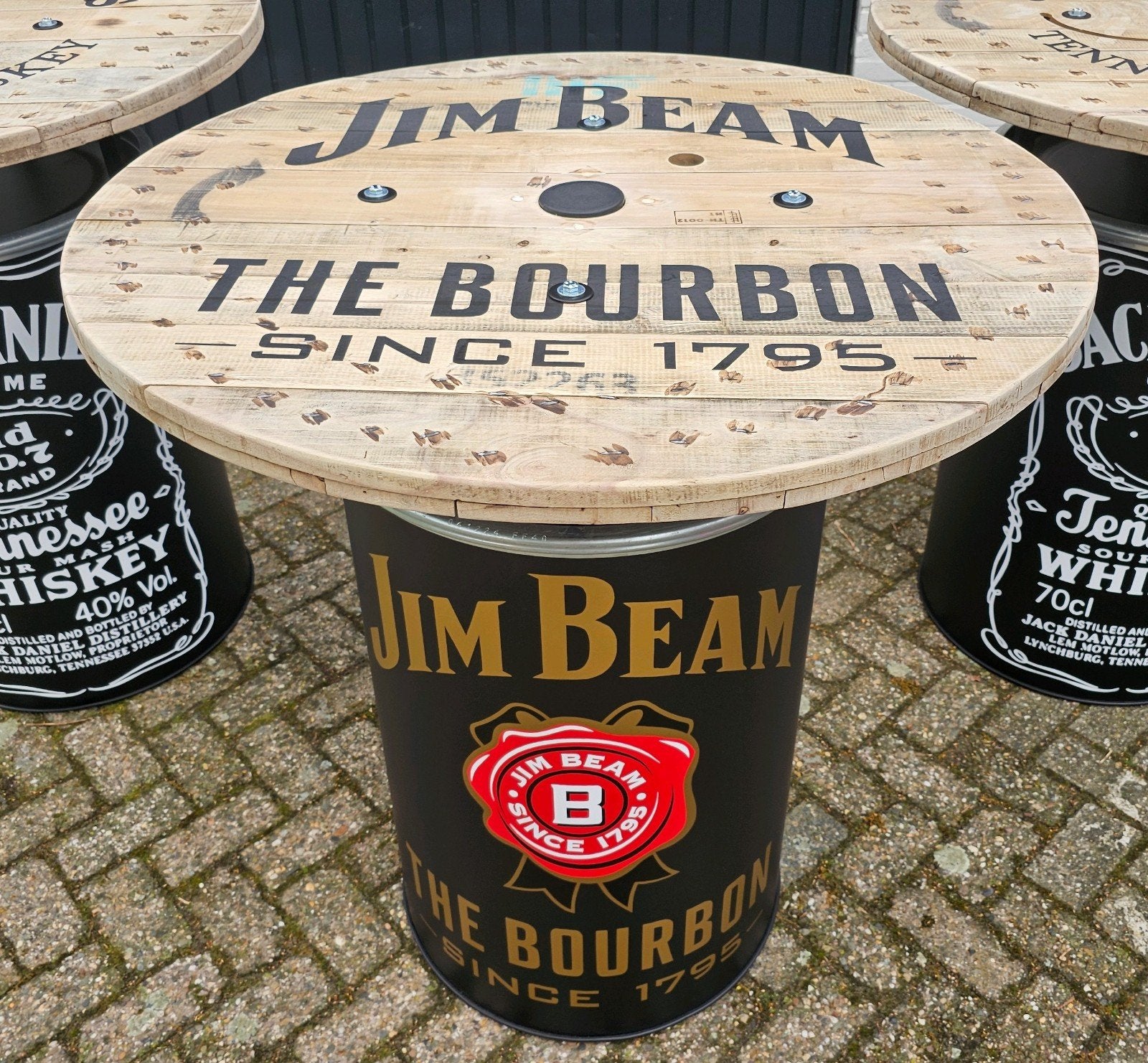 JIM BEAM statafel met groot houten blad, Ophalen of Verzenden, Nieuw, Overige typen