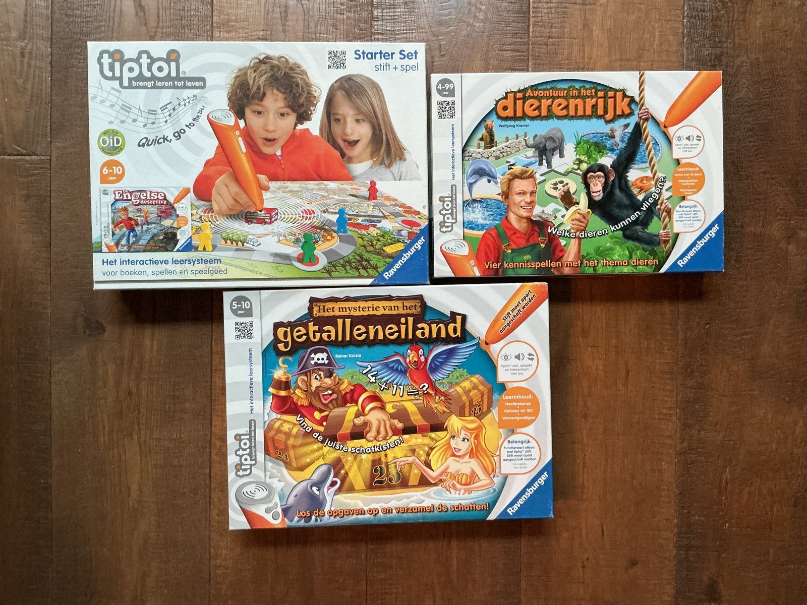 Tiptoi Starter Set + 2 spellen: Avontuur Dierenrijk & Getall, Ophalen, Zo goed als nieuw, Taal en Lezen, Met geluid