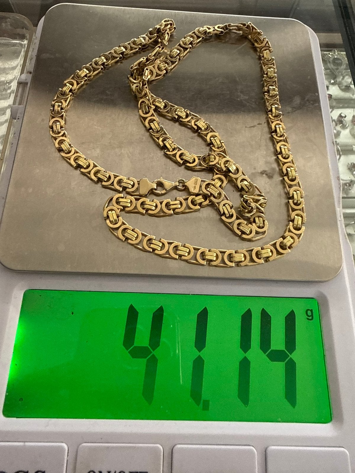 Prachtige 14 karaats gouden platte koningsketting ITALY, Ophalen of Verzenden, Zo goed als nieuw, Goud