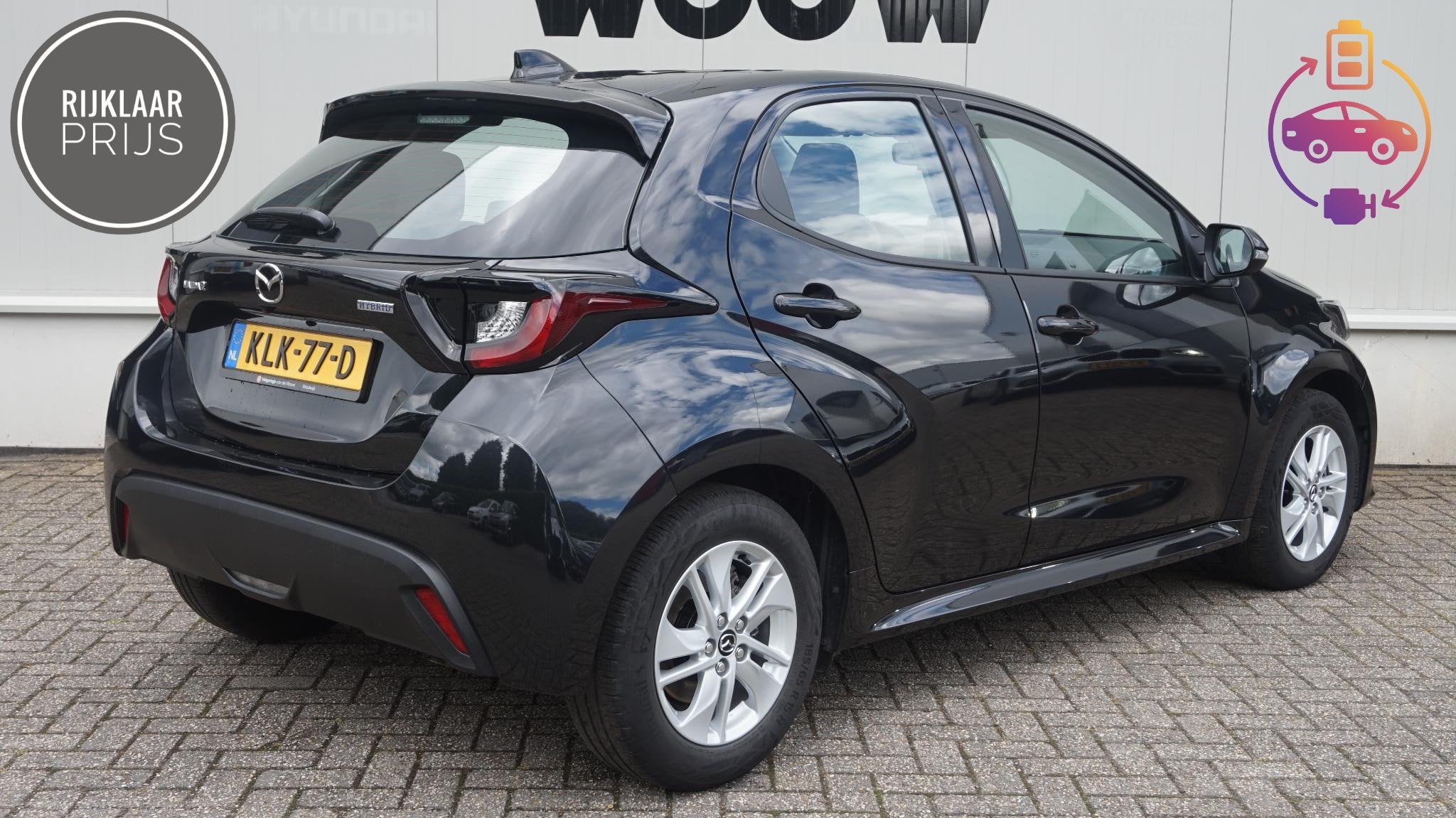 Mazda 2 Hybrid 1.5 Apple Carplay/Android Auto | Rijklaarprij, Auto's, Gebruikt, 4 kWh, Zwart, 1490 cc
