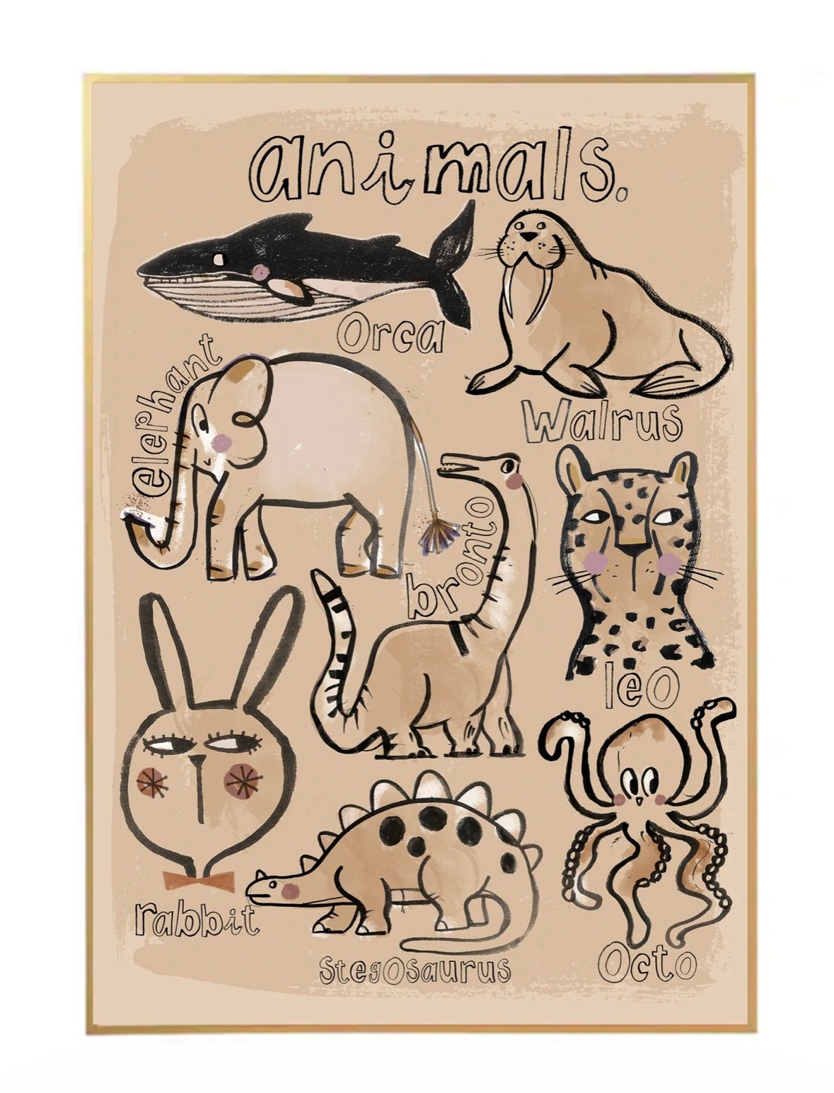 Studio Loco Poster Dierencollectie met Lijst 50x70CM, Huis en Inrichting, Ophalen, 50 – 75, Zo goed als nieuw, Foto of Poster