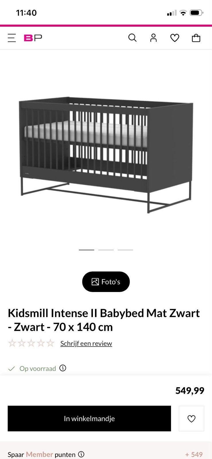 Babybed 140x70 cm kidsmil+ commode, Ophalen, 70 tot 85 cm, 140 tot 160 cm, Zo goed als nieuw