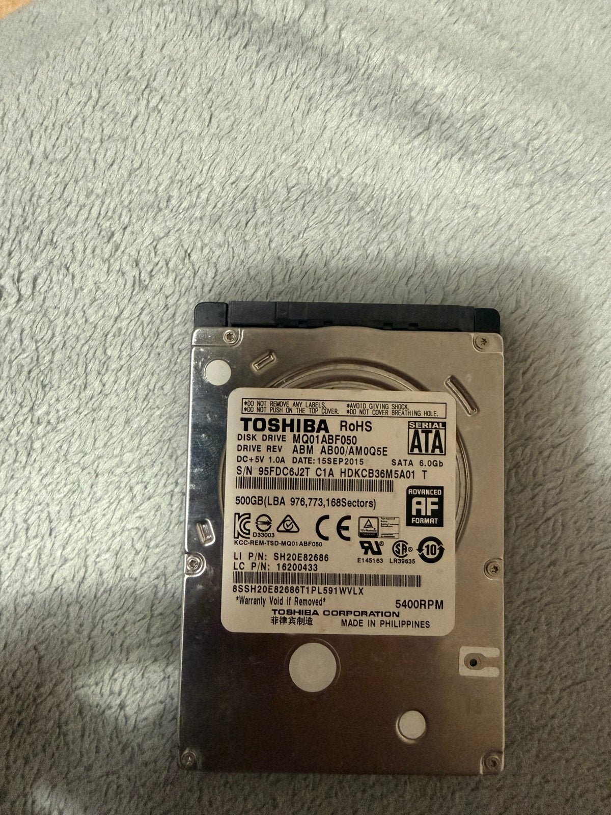 Toshiba MQ01ABF050 500GB SATA HDD 2.5 inch, Ophalen, Intern, Gebruikt, Laptop