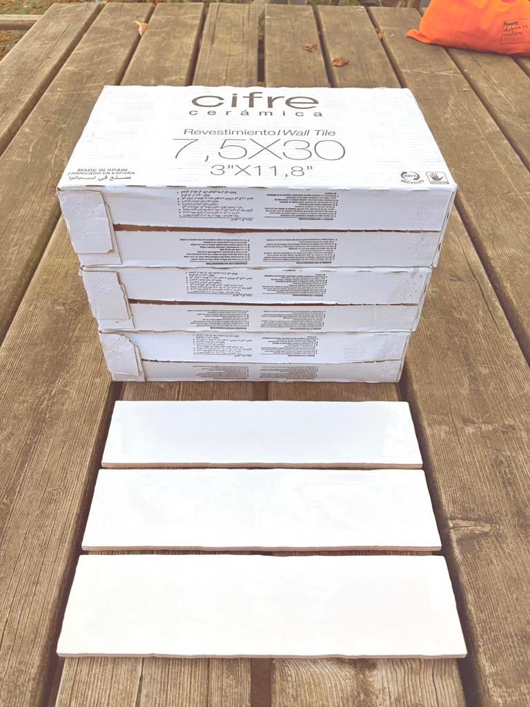 Cifre Ceramica Colonial wandtegel ivory - 7.5x30cm, Ophalen, Nieuw, Minder dan 20 cm, 20 tot 40 cm