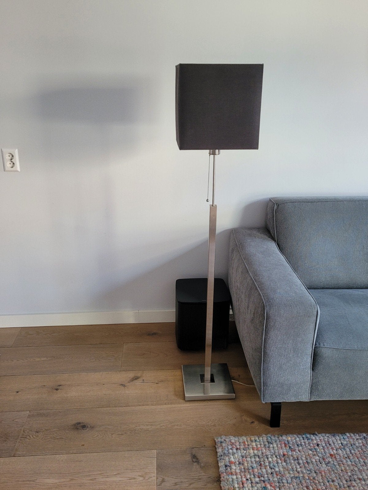Moderne staande lamp met grijze kap - Highlight V2217.30, Huis en Inrichting, Lampen | Vloerlampen, Gebruikt, 100 tot 150 cm, Metaal