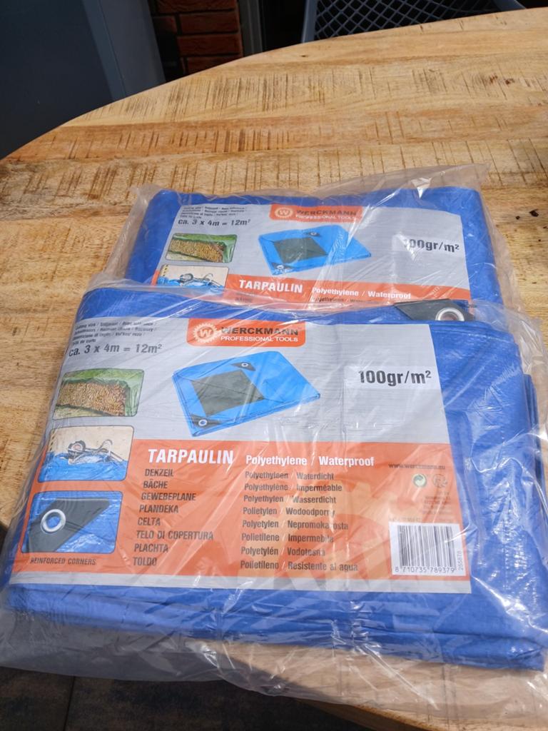 Werckmann Dekzeil 3x4m - 100gr/m² - Polyethyleen, Tuin en Terras, Partytenten, Ophalen, Nieuw, Minder dan 5 meter