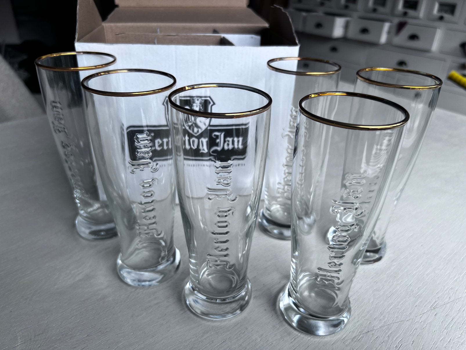 6 Hertog Jan bierglazen, Ophalen, Nieuw, Bierglas