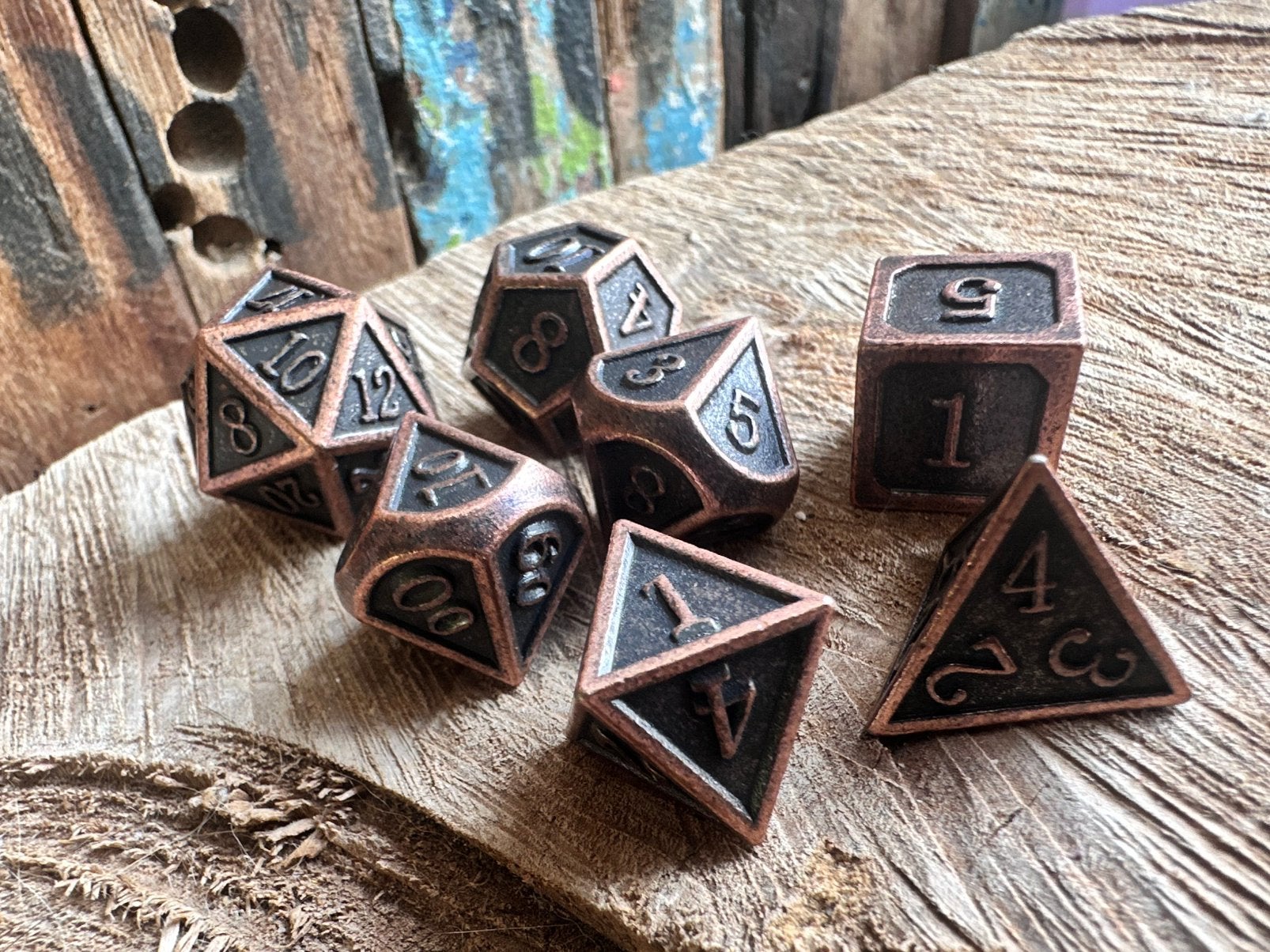 DND Dice / bronse / D&D / RPG / dobbelstenen set / nieuw, Ophalen of Verzenden, Nieuw