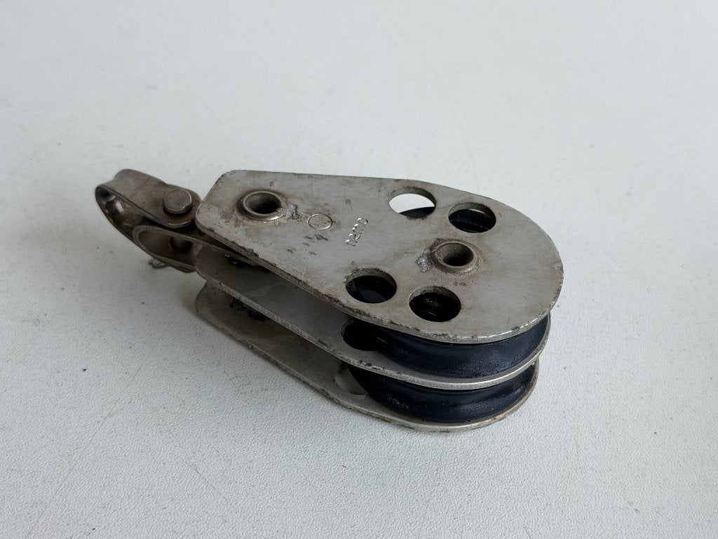 Nemo 2 schijfs blok 42 mm tot 8 mm lijn, Watersport en Boten, Ophalen of Verzenden, Gebruikt, Lijn of Blok