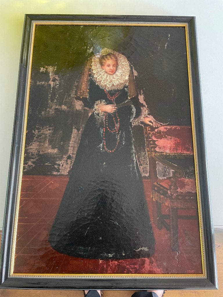 Mooie Schilderij vrouw klassiek met lijst, Antiek en Kunst, Kunst | Schilderijen | Klassiek, Ophalen