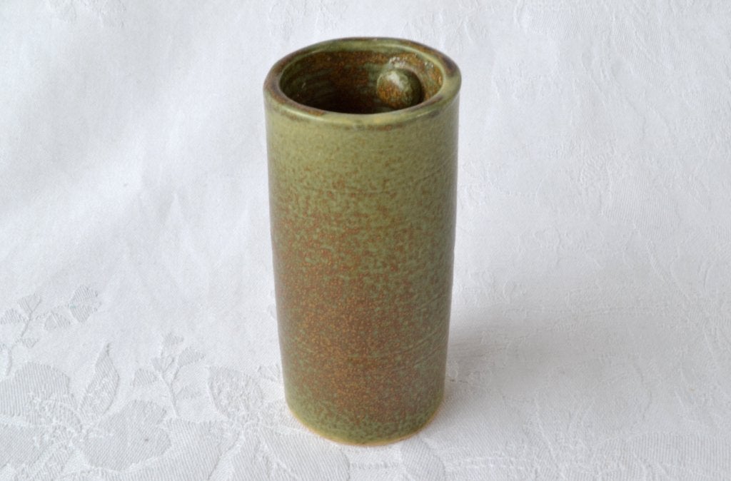 Klein cilinder vaasje met retro groen glazuur – HK Living, Huis en Inrichting, Woonaccessoires | Vazen, 10 cm, Met patroon/structuur