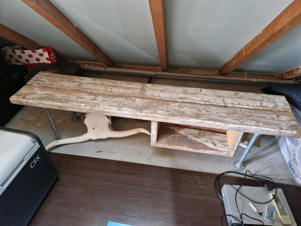 Steigerhout TV-meubel met industrieel steigerbuis onderstel, Ophalen, Zo goed als nieuw, 25 tot 50 cm, Minder dan 100 cm