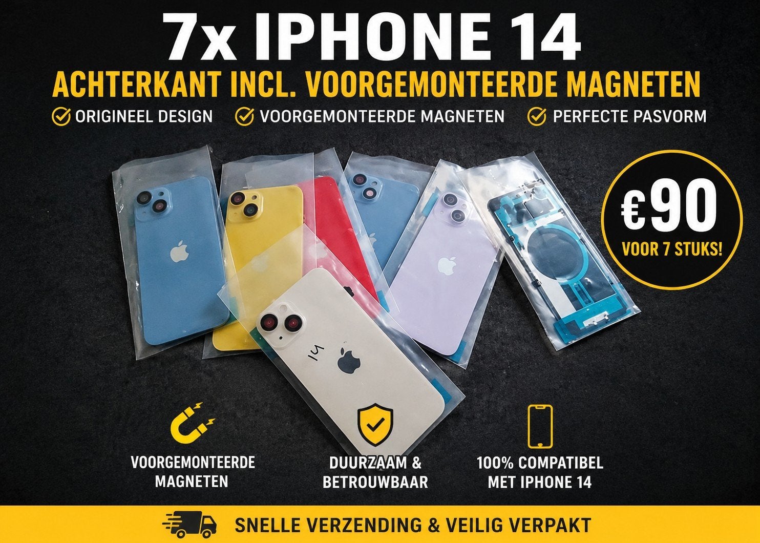 IPhone 14 glas achterkant compleet 7 stuks, Ophalen of Verzenden, Nieuw