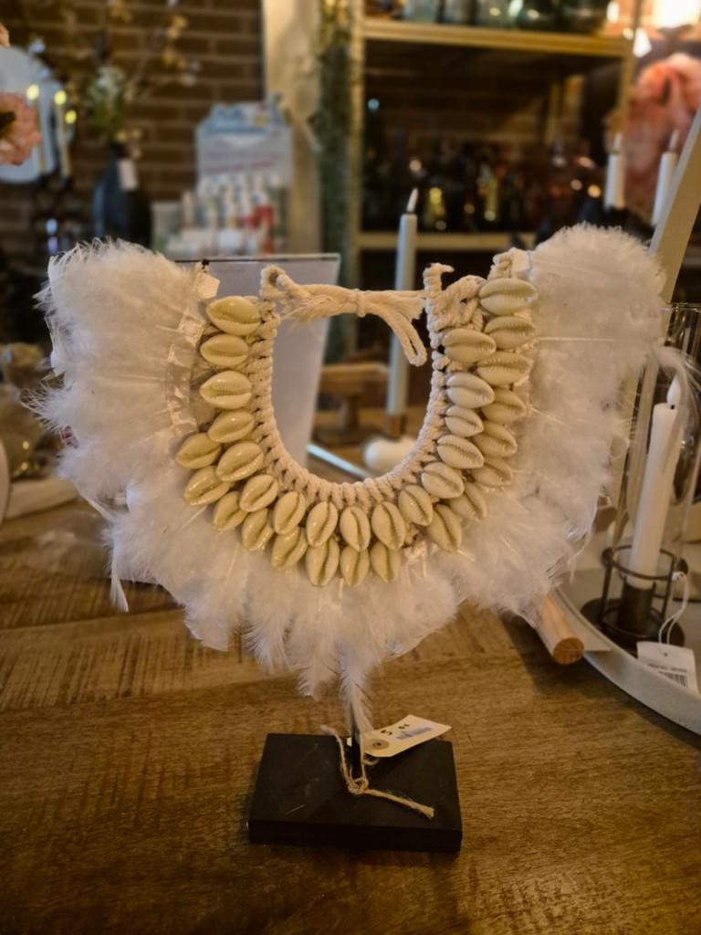 Decoratieve Schelpenketting met Veren op Metalen Standaard, Helenelivingstyle@gmail.com, Boho, 7531TJ, Nieuw